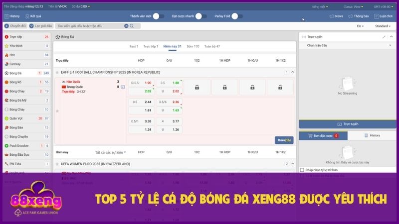 Cá độ bóng đá Xeng88 - Tỷ lệ kèo đa dạng, soi kèo chuẩn xác 2 Tỷ lệ kèo quen thuộc tại cá độ bóng đá Xeng88