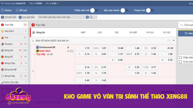 Thể thao Xeng88 - Nền tảng cá cược đỉnh cao với kèo đấu đa dạng 3 Vô vàn bộ môn để hội viên thử sức