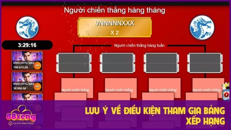 Lưu ý về điều kiện tham gia bảng xếp hạng